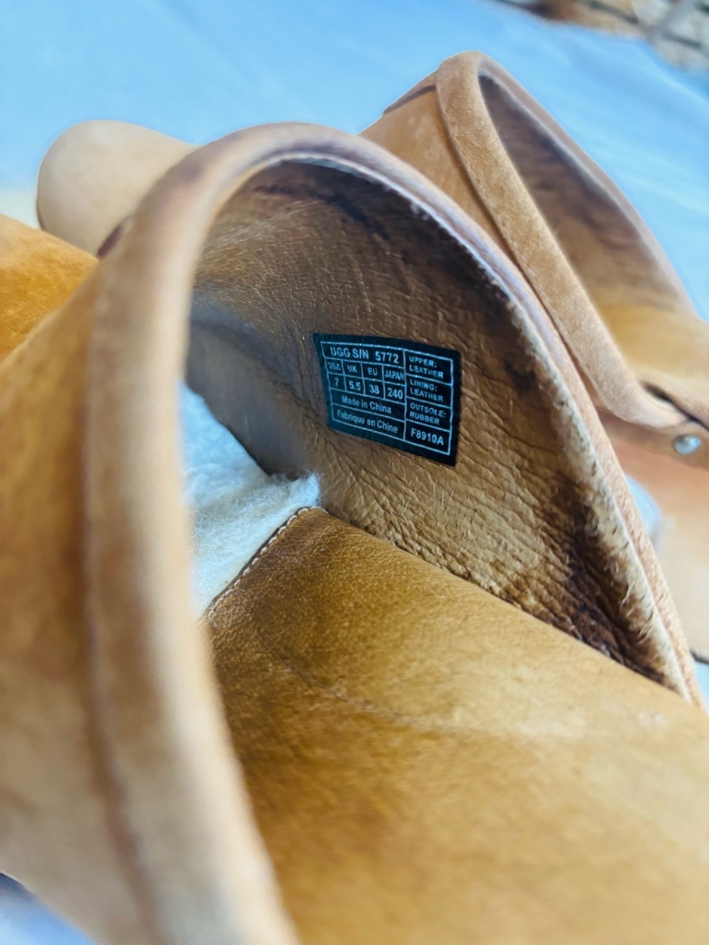 UGG Tan Suede Studded Wooden Clog Mules - Picture 7 of 10